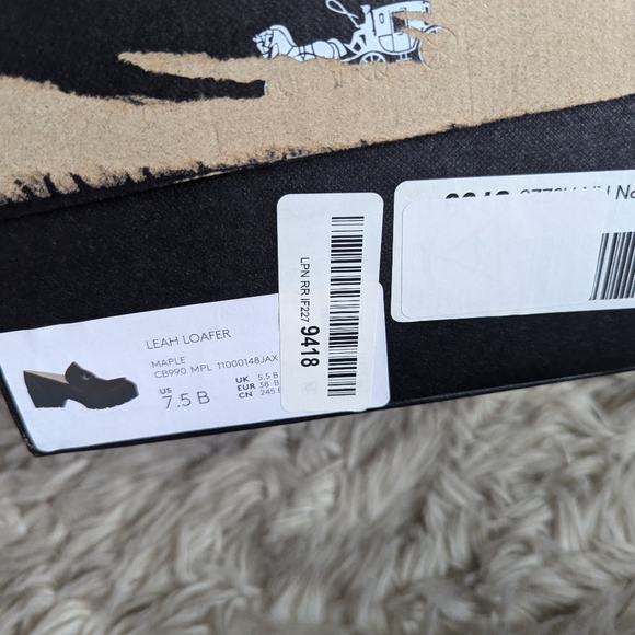 NWT Coach Leah Platform Lug Loafer in Maple Leather Brown - Picture 6 of 16